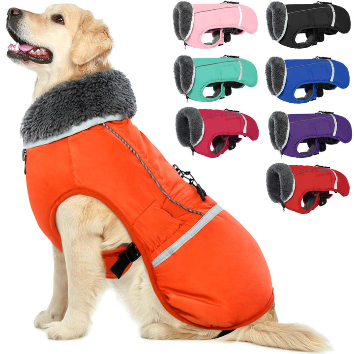 QBLEEV Hundewintermantel, warm, reflektierende Hundejacke, Rollkragen, wasserdicht, für kaltes Wette