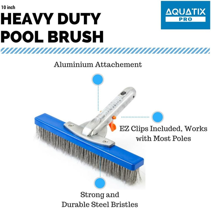 Aquatix Pro Strapazierfähige Poolbürste, langlebig, 25,4 cm, für hartnäckige Flecken, Aluminium-Grif