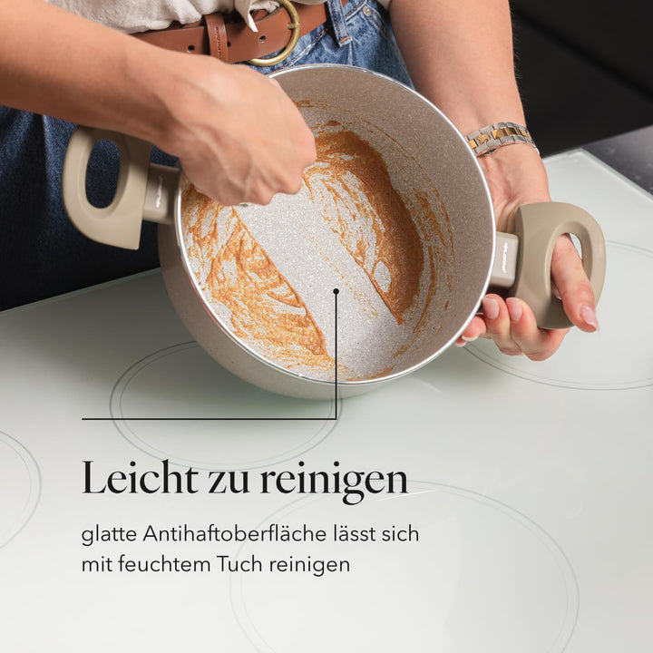 FLORINA Aluminiumtopf ISLA 4,1L I 24 cm I Aluminium Kochtopf mit Antihaftbeschichtung | Schnelles un