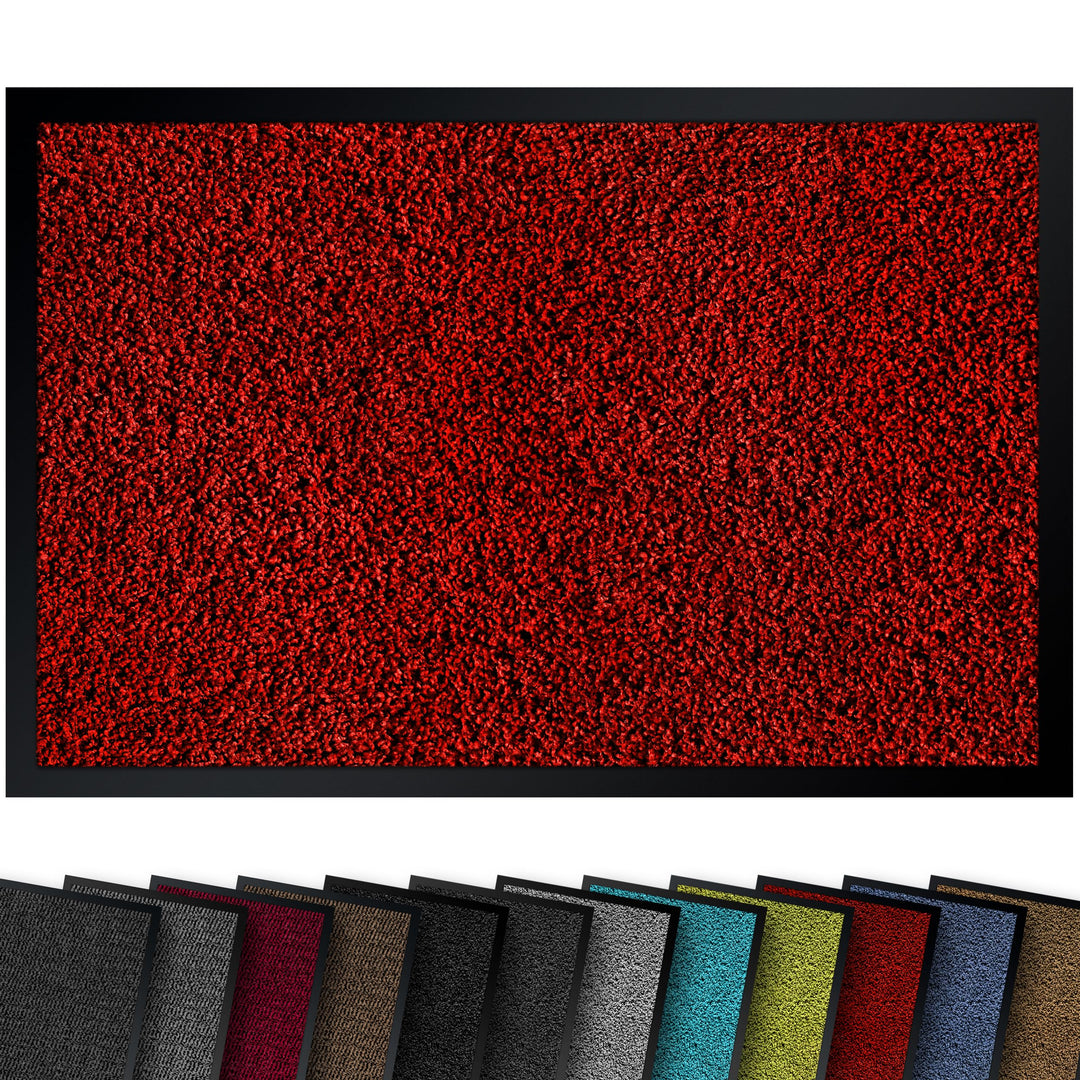 Hochwertige Fussmatte Rot 90x150 gross für Innen & Aussen - Schmutzfangmatte rutschfest, waschbar &