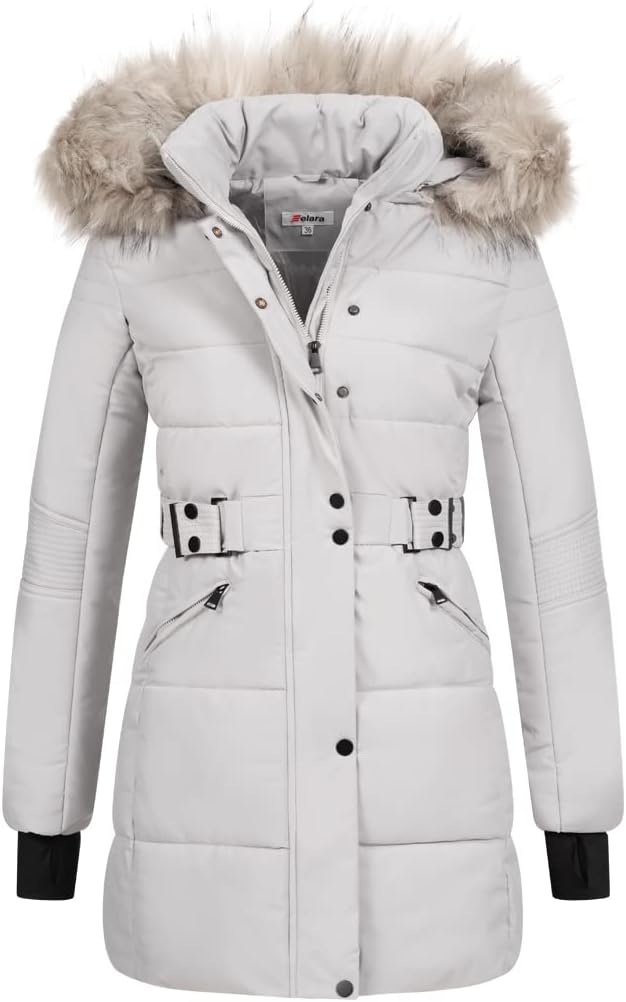 Elara Damen Steppjacke Winterjacke Kunstfellkragen Chunkyrayan M Grau, M Grau