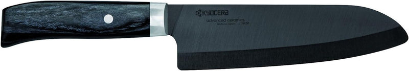 Kyocera Keramikmesser, Santokumesser, Klinge 16 cm, schwarze Klinge aus Zirkoniakeramik, handgeschli