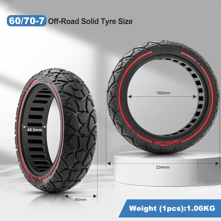 60/70-7.0 Reifen Offroad für Xiaomi 4 Pro Vollgummireifen E-Scooter (1. Gen), Abriebfeste & Pannensi