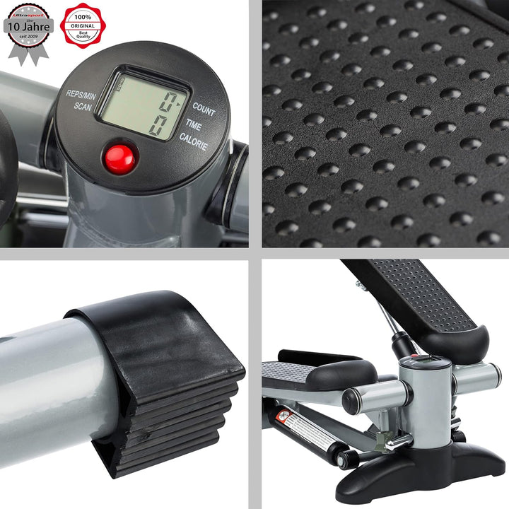 Ultrasport Swing Stepper, Up-Down Stepper, Stepper mit oder ohne Trainingsbänder, Ganzheitliches Sch