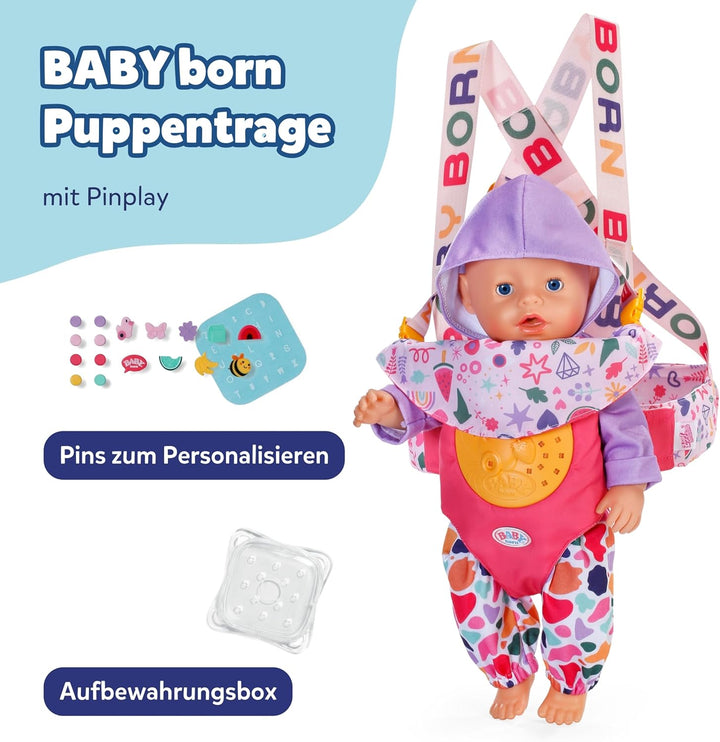 BABY born Babytrage Pin-Play für Puppen - Inkl. verstellbarem Gurtsystem für verschiedene Kindergrös
