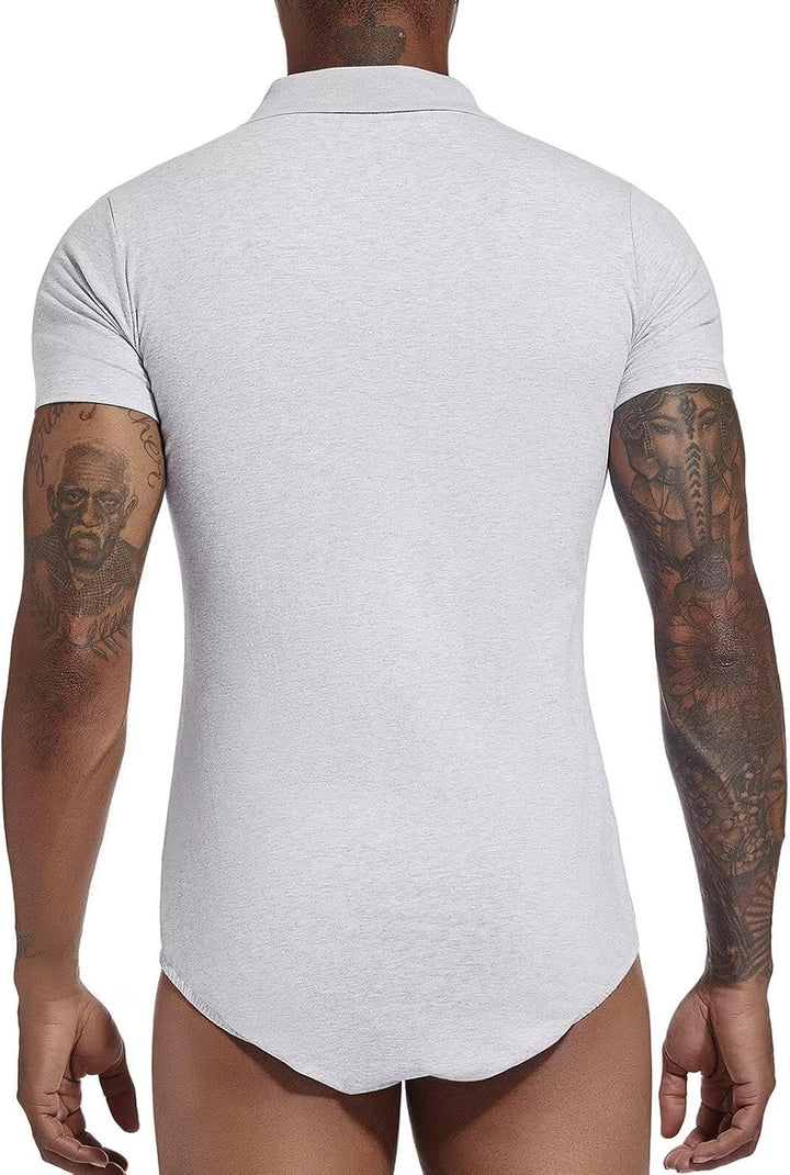 Landofgenie Herren Kurzarm Bodysuit Crotch Shirt Romper Plus Size Bodysuit Herren One Piece Pyjamas