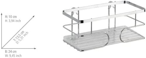 WENKO Wandablage gross Premium Edelstahl, Edelstahl rostfrei, 24 x 10 x 13.5 cm, Glänzend Uno Maxi,