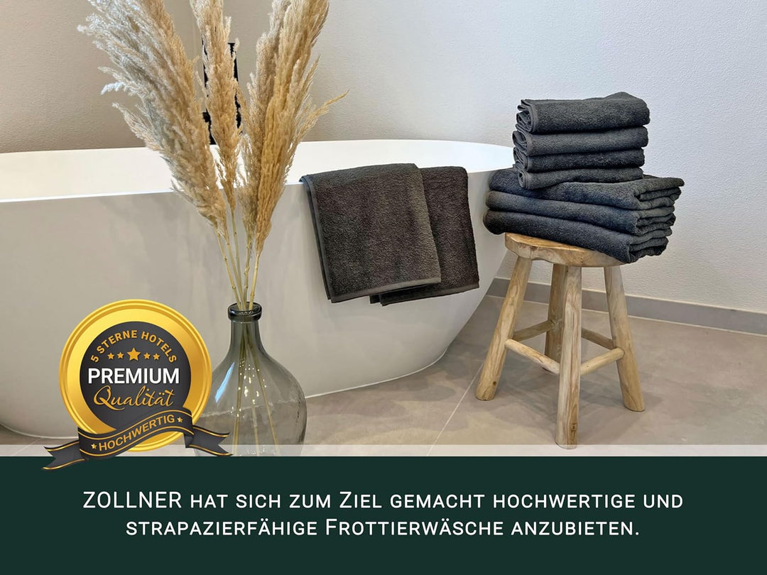 ZOLLNER 4 Handtücher 50x100 cm, 2 Duschtücher 70x140 cm, Baumwolle, anthrazit 6tlg. Set Anthrazit, 6