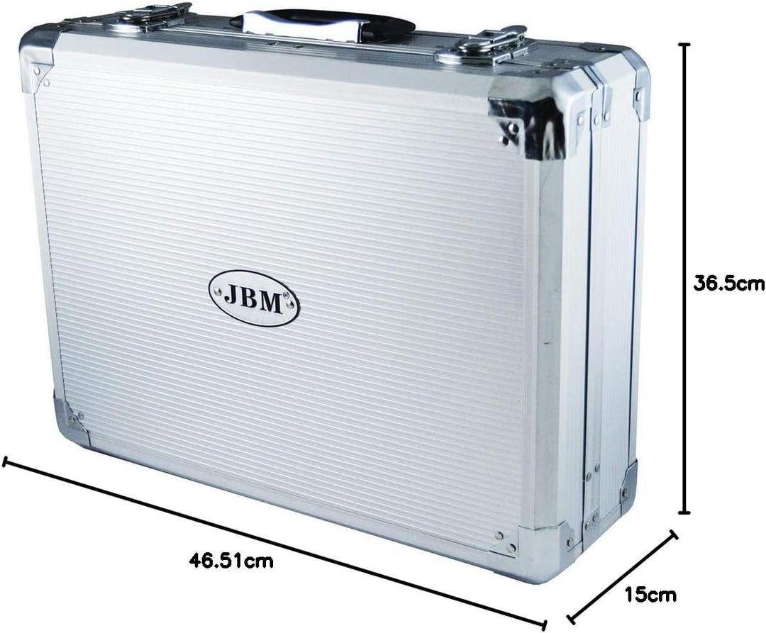 CAJA DE HERRAMIENTAS DE ALUMINIO 108 PIEZAS VASOS 1/2"