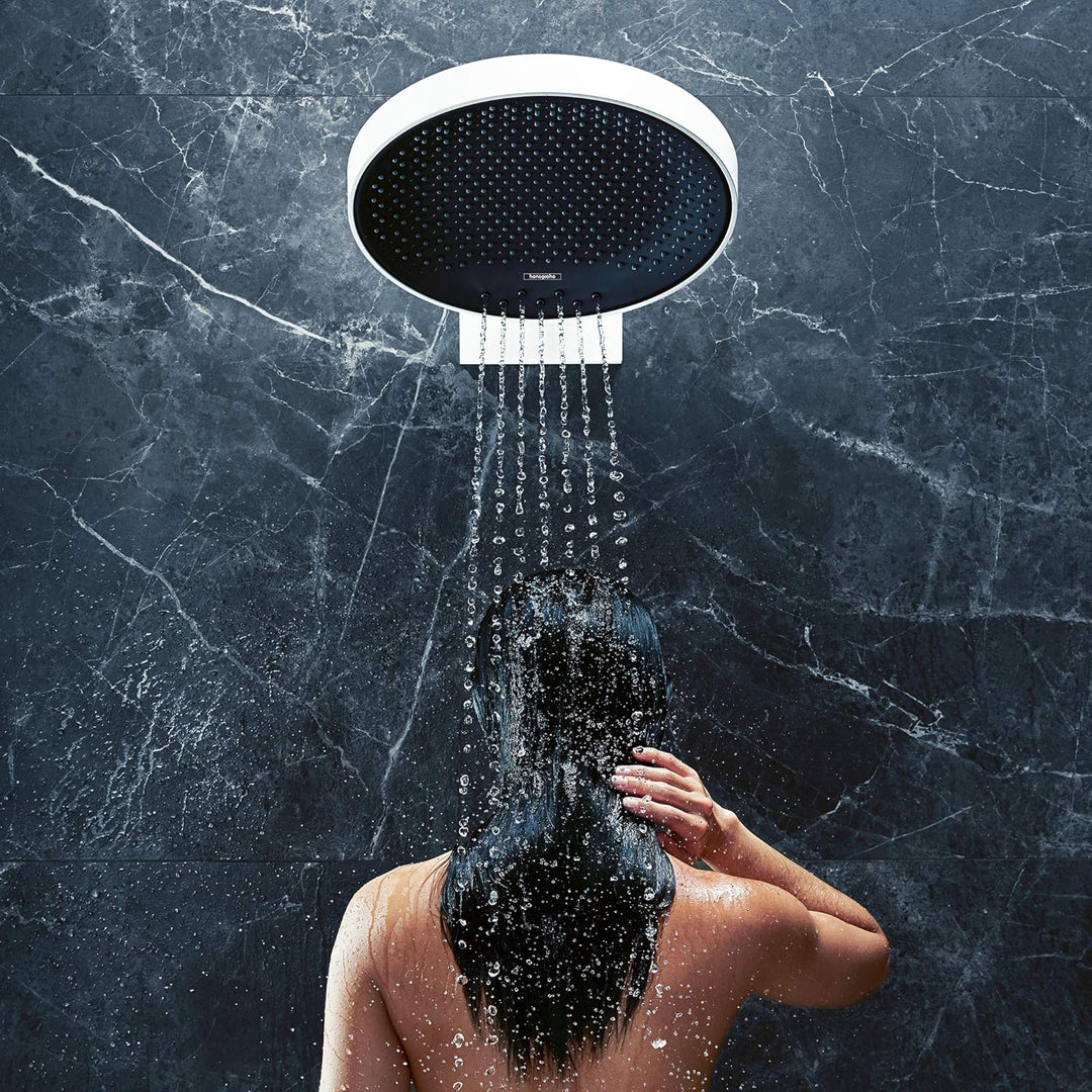 hansgrohe Duschkopf Regendusche Rainfinity (360mm, rund, 3 Strahlarten, Wandmontage) Mattweiss, Matt
