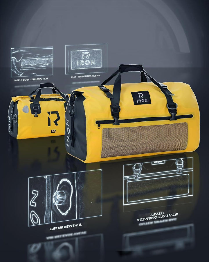 BORLENI Motorrad Hecktasche Gepäckrolle wasserdicht 70L – Premium Motorradtasche mit Rolltop, Reflek