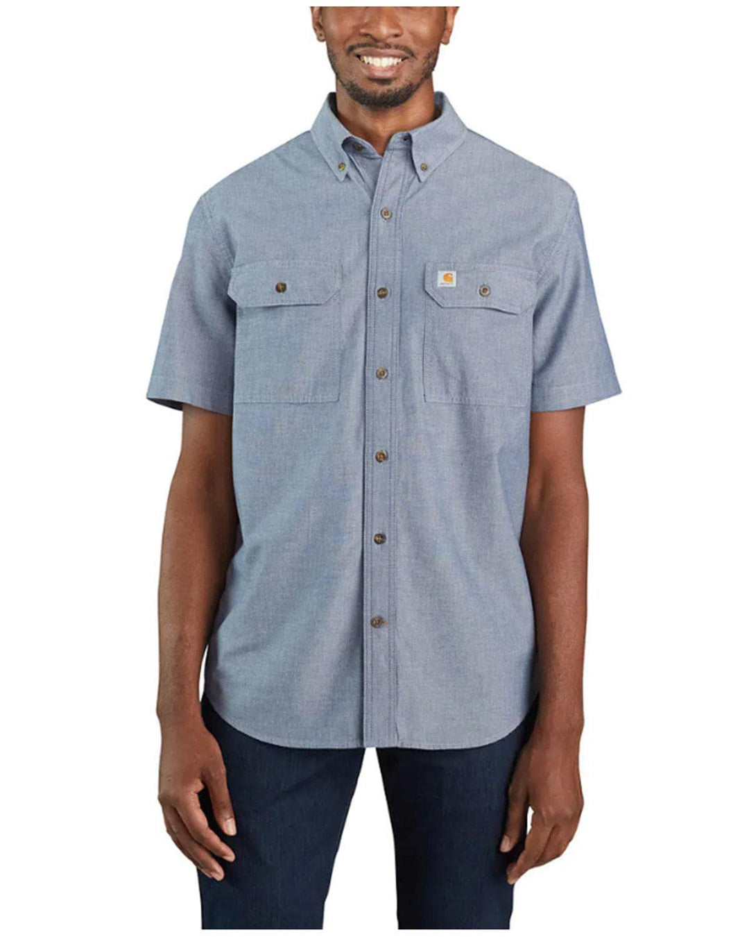 Carhartt Herren Loose Fit Midweight Chambray Short Sleeve Shirt S Denim Blue Chambray, S Denim Blue