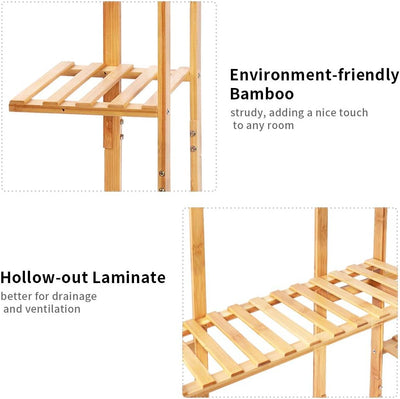 Pflanzenregal Bambus, Blumenregal mit 9 Ablagen mehrstöckig, EXTRA GROss Blumenständer Blumentreppe