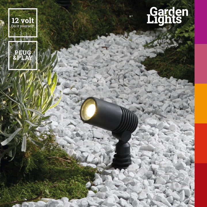 Garden Lights® Gartenstrahler Set Alder - 12v 2W LED - IP44 PBT Kunststoff Anthrazit - verwendung mi