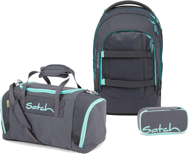 satch Pack Schulrucksack Set 3tlg. mit Sporttasche und Schlamperbox Mint Phantom