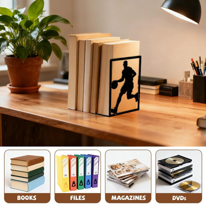 Peacoblue Buchstütze Dekorativ Modern Basketball Metall Buchstützen für Schwere Bücher 13.5x10.9x20.