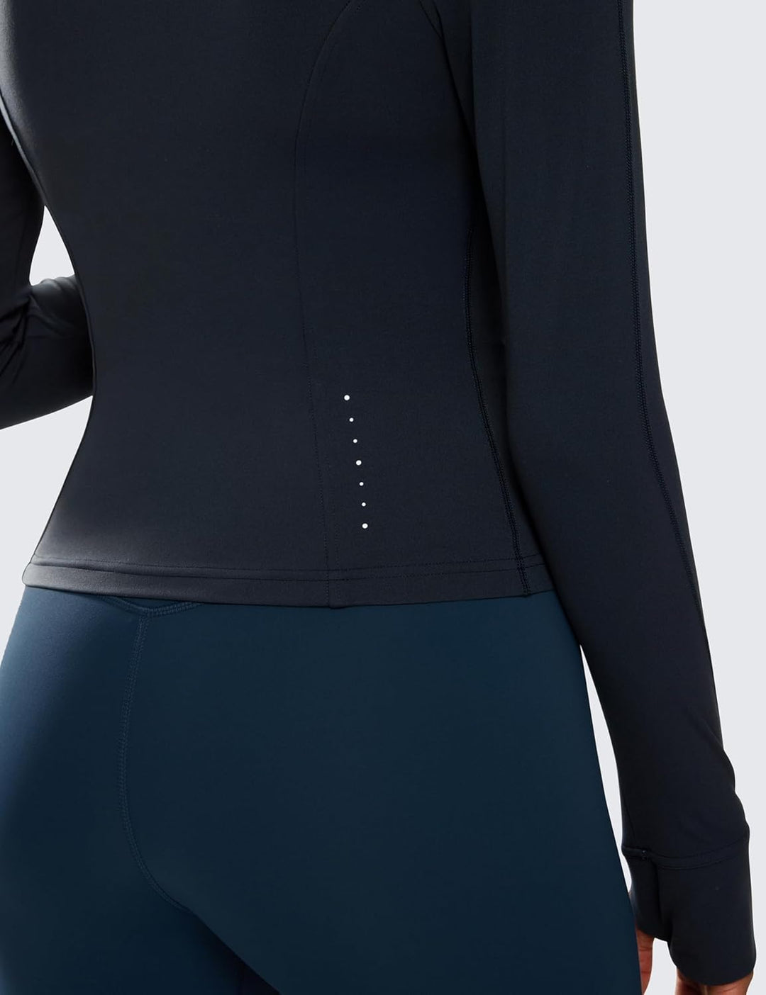 CRZ YOGA Damen Butterluxe Full Zipper Sport Jacke Zip Tasche Crop Running Laufjacke Gym Langarmshirt