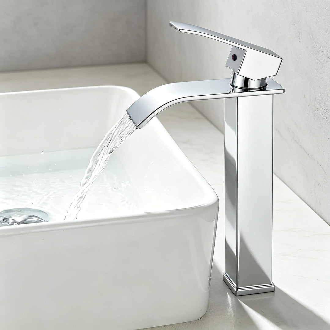 JUNSHENG Badezimmer-Wasserhahn, Moderner Einhebel-Badezimmerwaschbeckenarmatur, elektrolytische Besc