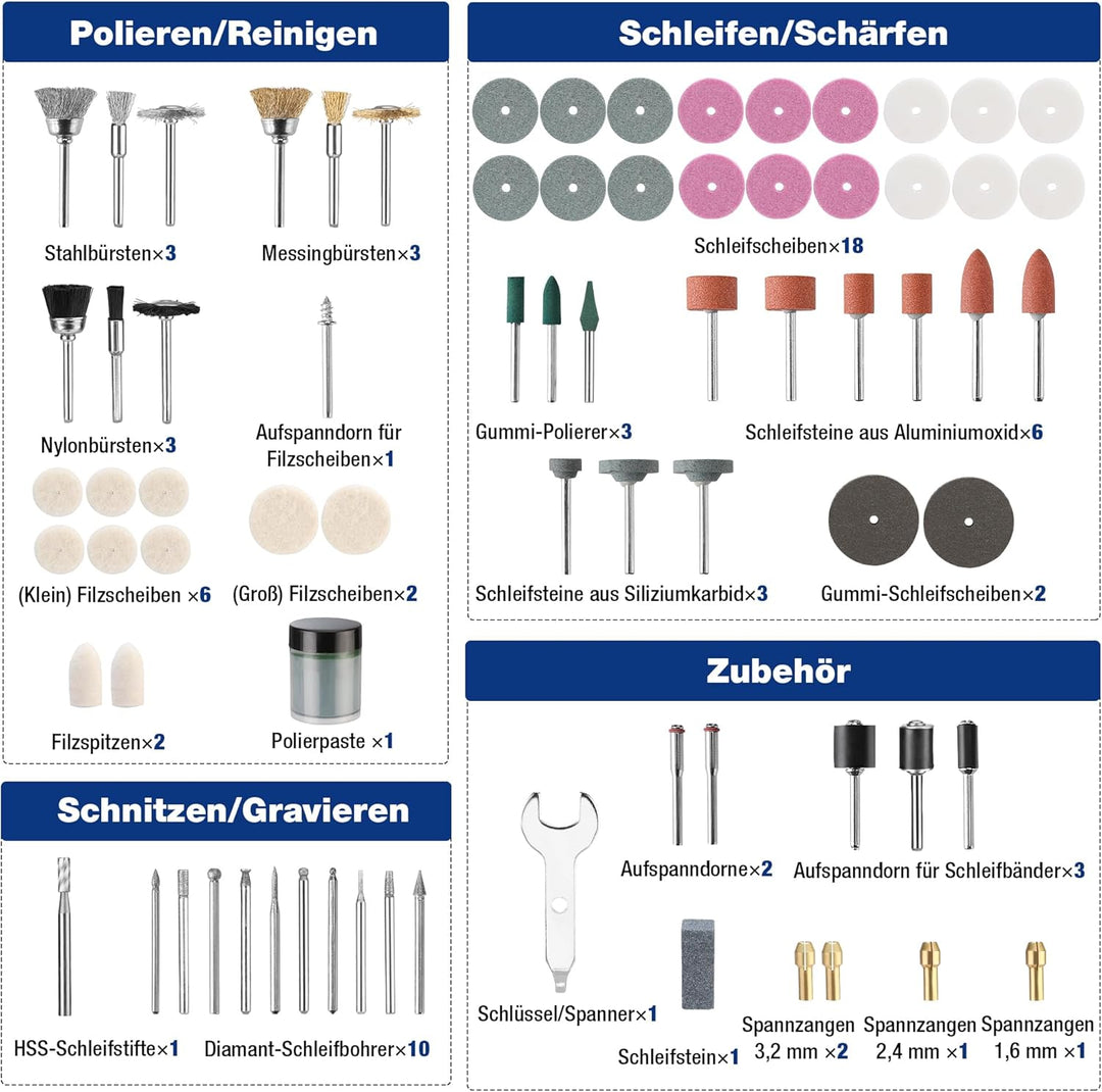 WORKPRO Multifunktionswerkzeug Zubehör Set 476 tlg. Drehwerkzeug Mehrzweck Zubehörset Zubehörsatz fü