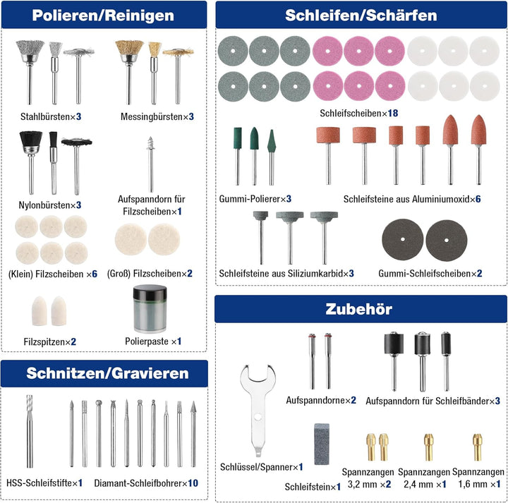 WORKPRO Multifunktionswerkzeug Zubehör Set 476 tlg. Drehwerkzeug Mehrzweck Zubehörset Zubehörsatz fü