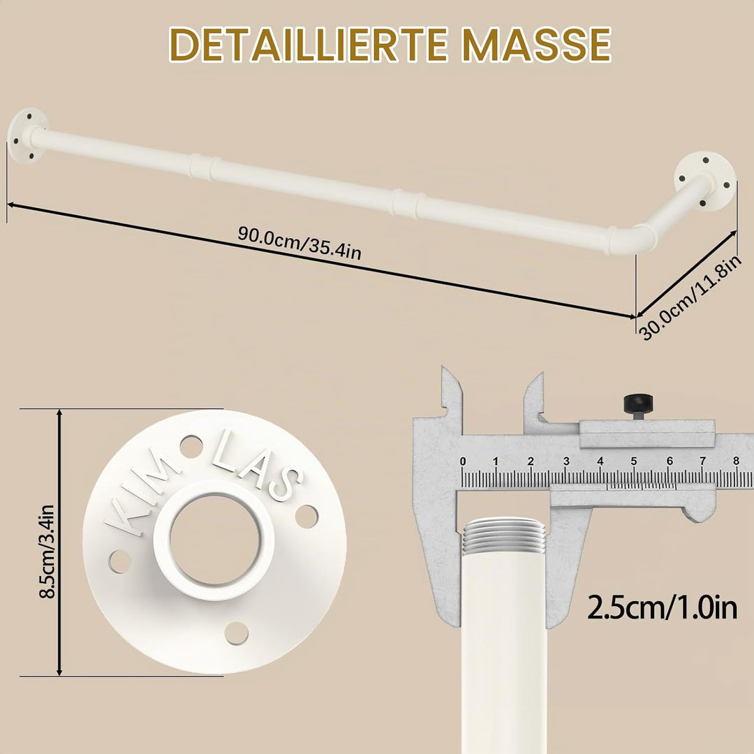 Garderobenstange Wand L Form, 2er Set, Kleiderstange Industrial, Platzsparenders Kleiderständer für