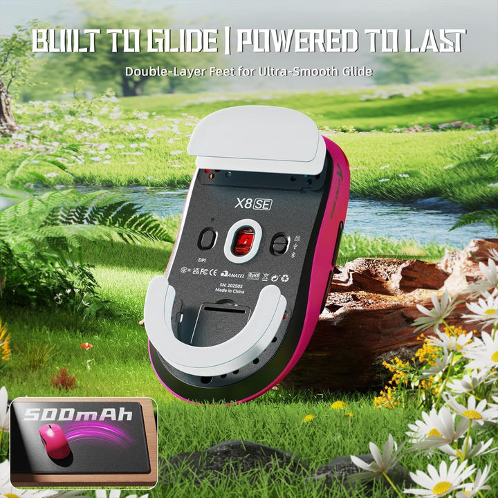 ATTACK SHARK X8SE Kabellose Gaming-Maus, 55g Ultraleicht, PAW3311 Sensor, BK52820 Chip, 25.000 DPI,