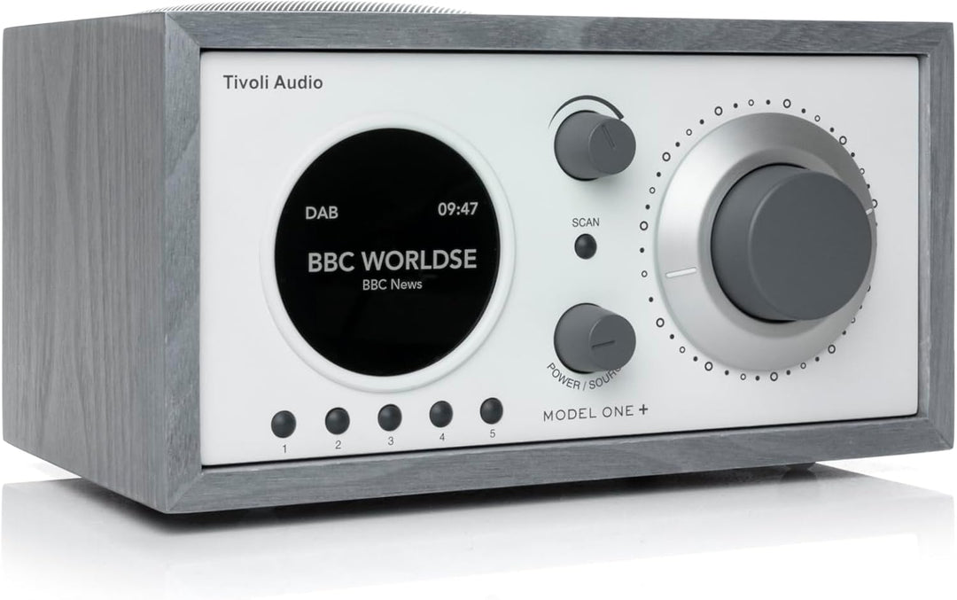 Tivoli Audio Model One+ FM/DAB+ Radio mit Bluetooth und Fernbedienung (Grau / Weiss) Grau/weiss, Gra