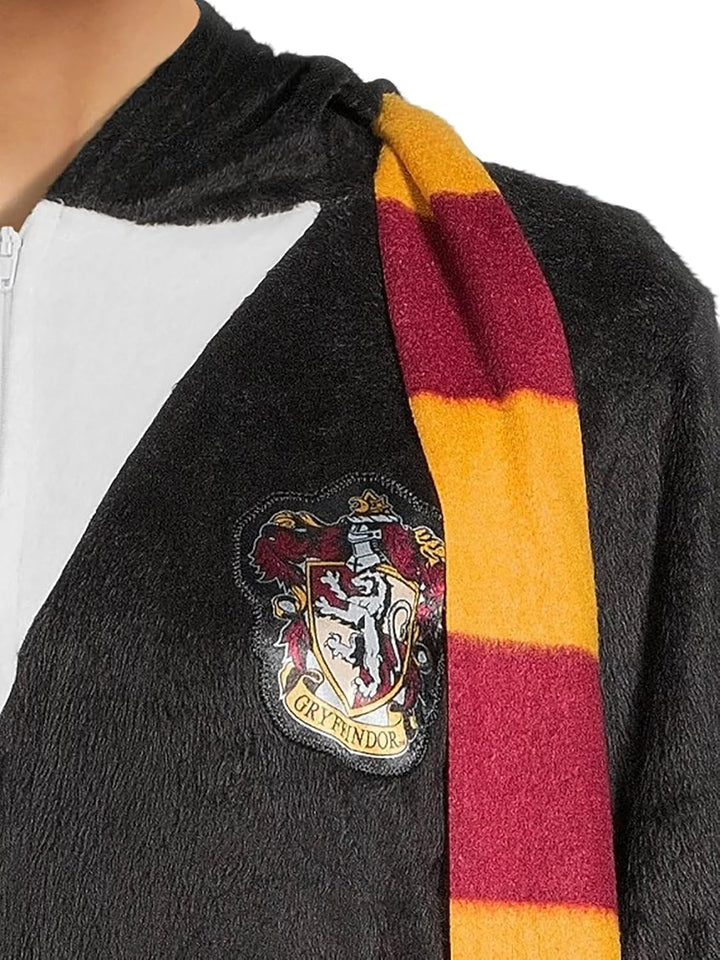 Harry Potter Gryffindor Damen-Schlafanzug mit Kapuze aus Fleece M Schwarz, M Schwarz