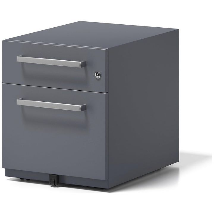 BISLEY Rollcontainer Note mit Griff, 1 Universalschublade, 1 HR-Schublade, Metall, 634 Anthrazitgrau