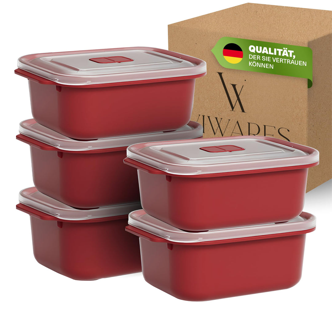 Lunchbox 2000 ml – Mikrowellenbehälter 5er Set für grosse Portionen, BPA-frei, auslaufsicher & stape