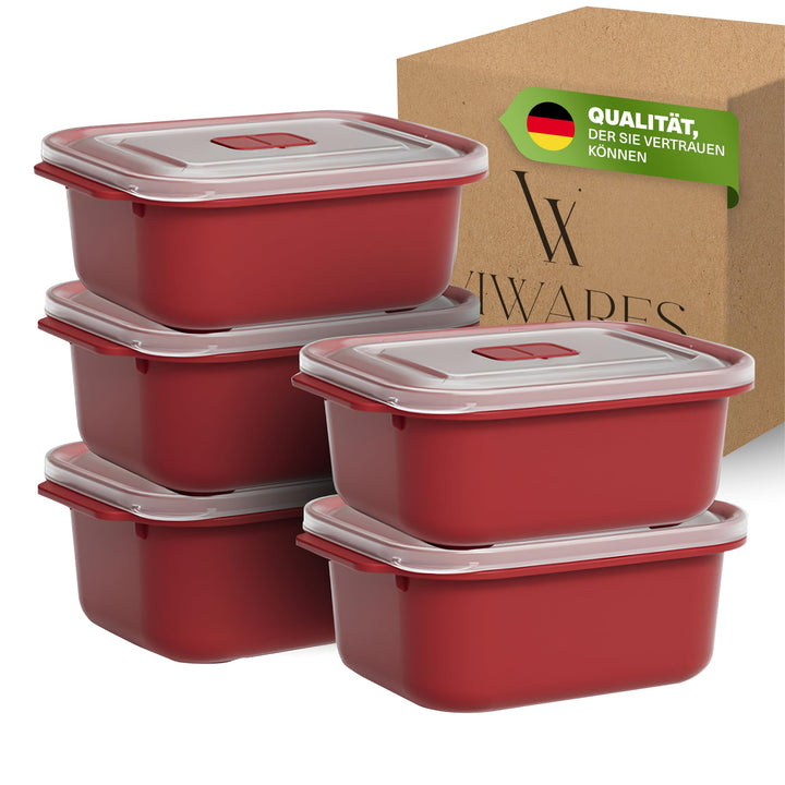 Lunchbox 2000 ml – Mikrowellenbehälter 5er Set für grosse Portionen, BPA-frei, auslaufsicher & stape