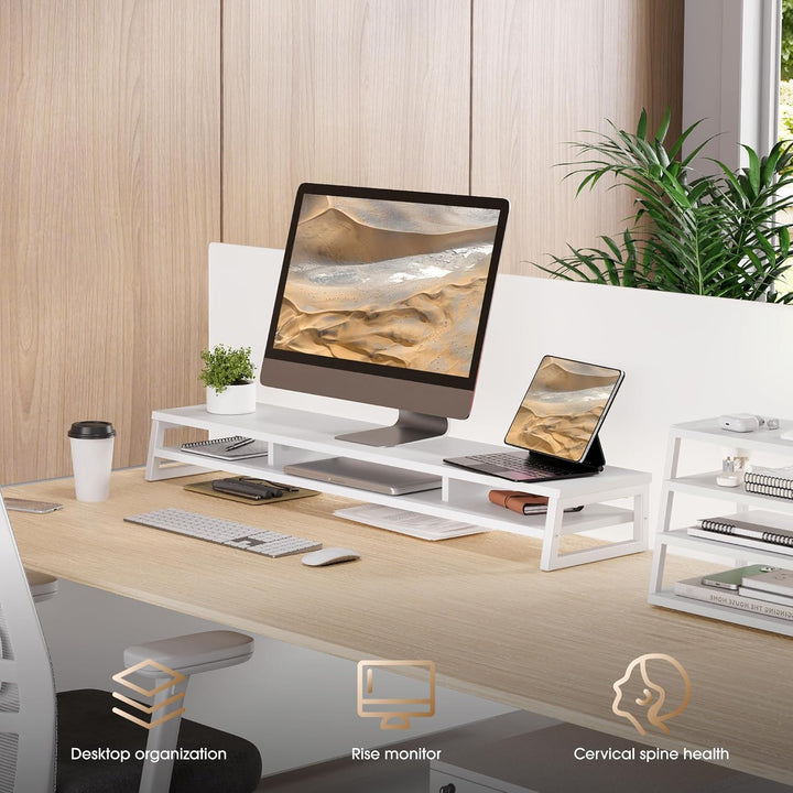 Fenge Dual Monitorständer Riser 108cm Grosse Computer Bildschirmständer für PC/Laptop/Fax/Drucker/TV