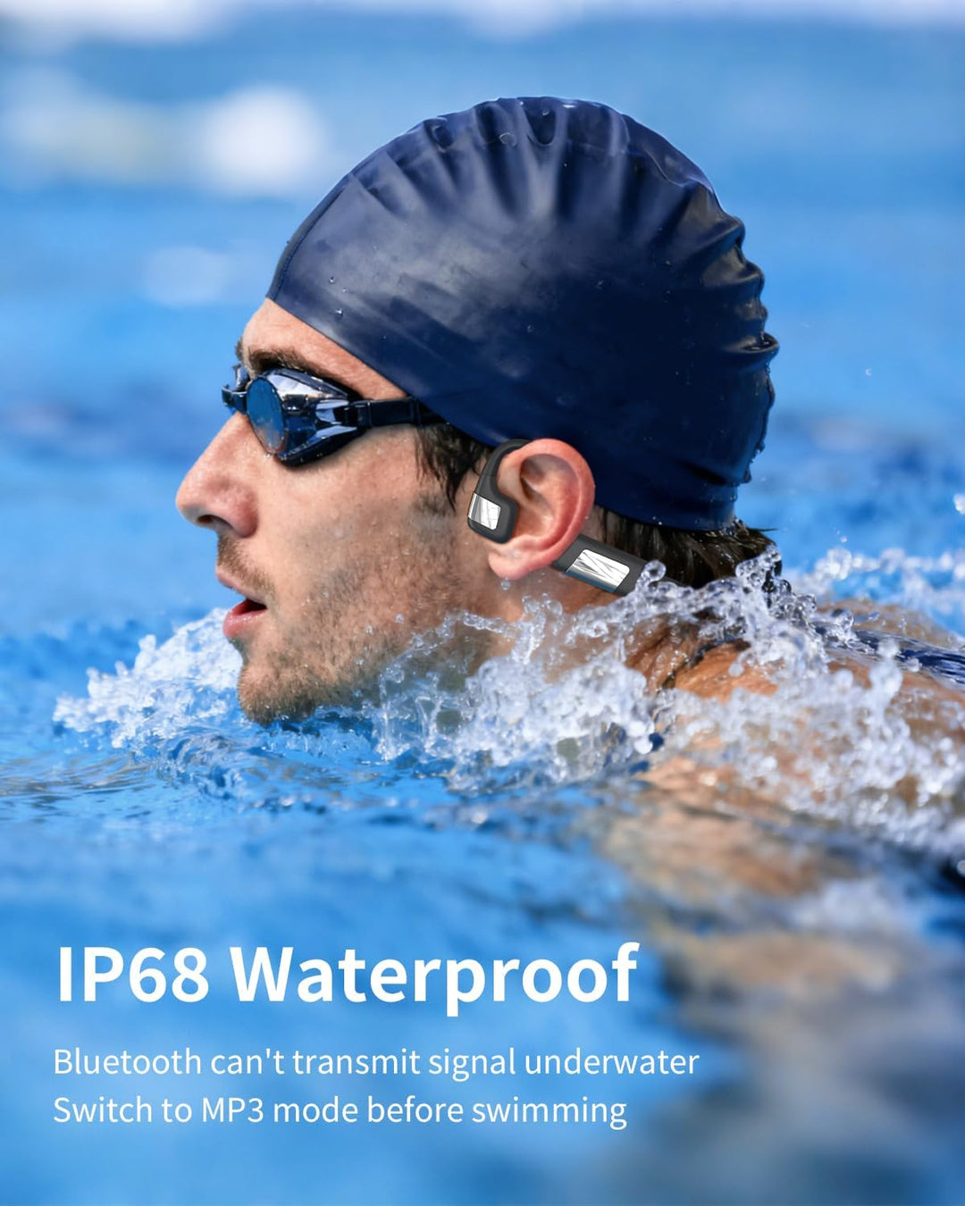 MONODEAL Kopfhörer Schwimmen knochenschall kopfhörer Bluetooth 5.4 IP68 Unterwasser Kopfhörer 32G MP