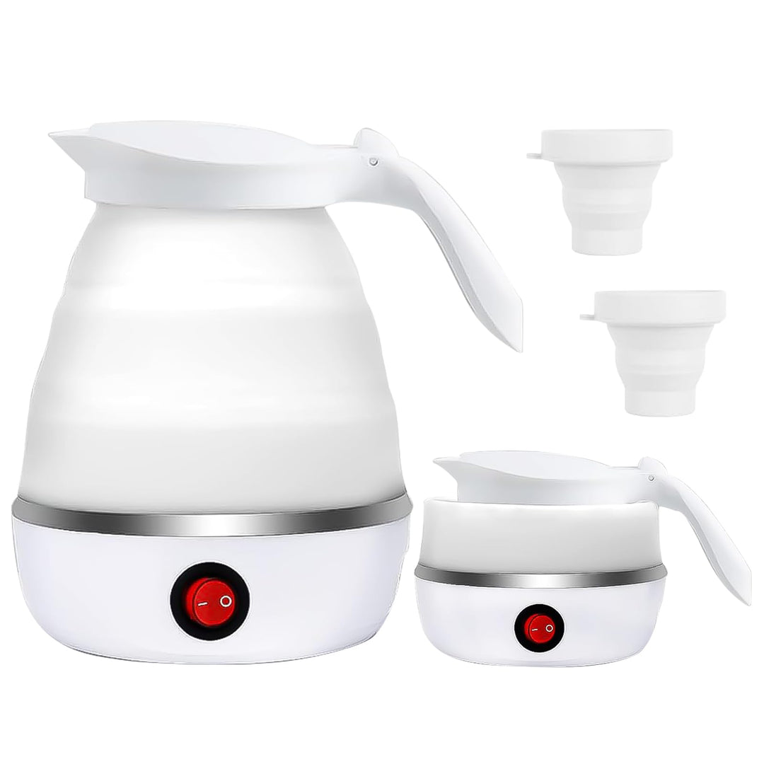 RANJIMA Wasserkocher Faltbarer 0,6 Liter Silikon Camping Reisewasserkocher mit Edelstahlboden und 2