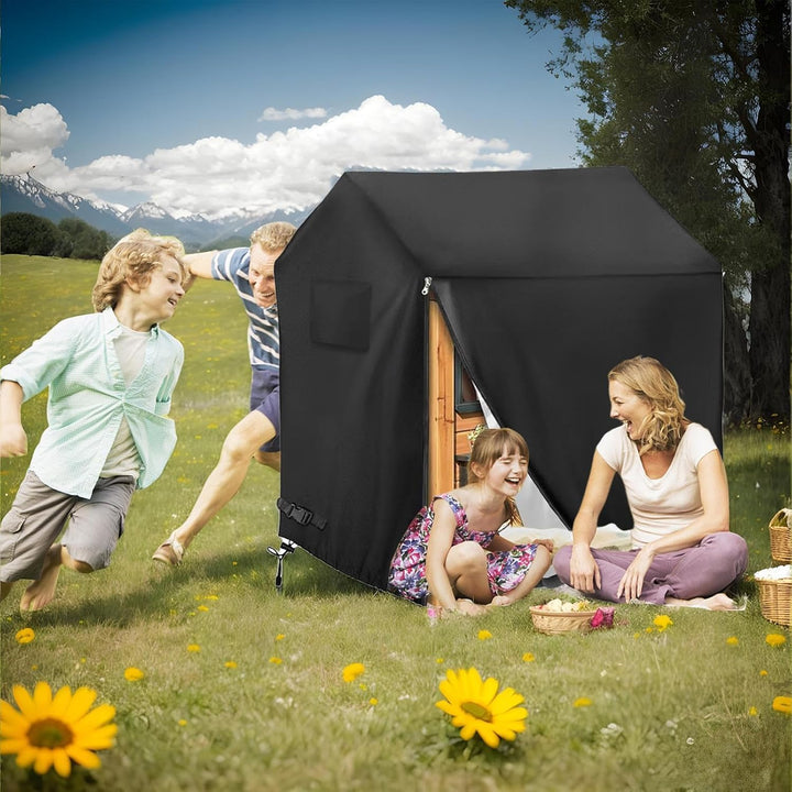 110x120x140 Cm Schwarz Spielhaus Kinder Outdoor Abdeckplane 420D Oxford-Tuch Wasserdicht Tragbares P
