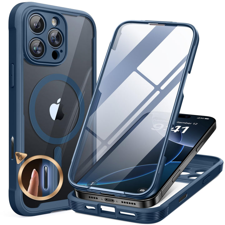 Miracase Glas Serie für iPhone 16 Pro Max Hülle mit Magsafe, [Zauberhafte Kamerasteuerung & 360 Mili