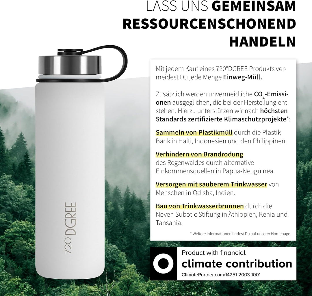 720°DGREE Edelstahl Trinkflasche “noLimit” – 1200ml - Auslaufsicher, Kohlensäure geeignet, BPA-Frei