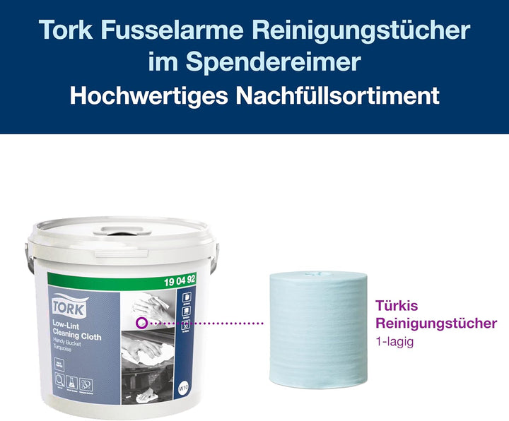 Tork 190492 Eimer-Spender von Reinigungstüchern, 1 x 60 m Turquoise 60 stück (1er Pack), Turquoise 6