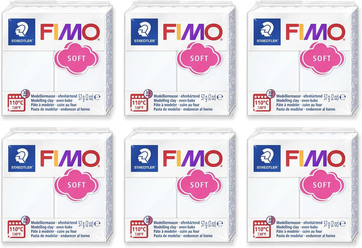 FIMO Soft Polymer Oven Bake Modelliermasse – 57 g Blöcke – 6 Stück – Weiss