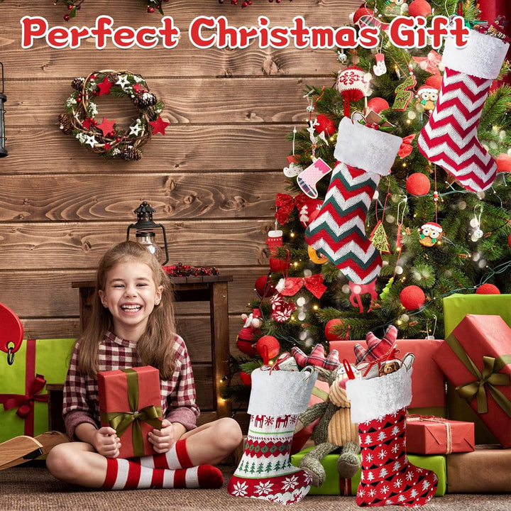 Lonsien Nikolausstrumpf gross 4 STK Weihnachtsstrumpf Geschenkbeutel Nikolausstiefel Personalisiert
