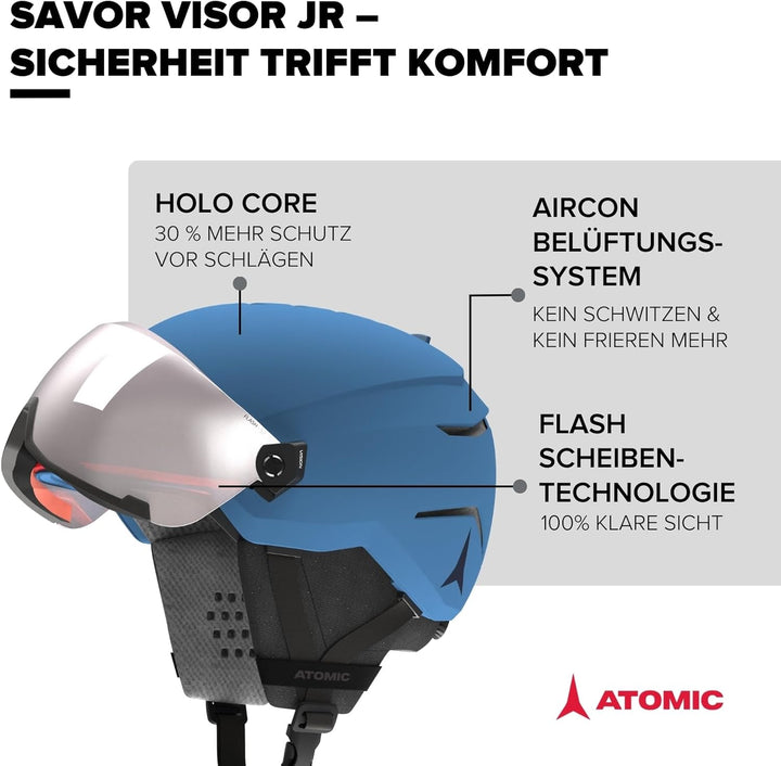 ATOMIC Savor Visor JR Skihelm mit Visier - Für Kinder &amp; Jugendliche - Max. Stossdämpfung - Active Ai