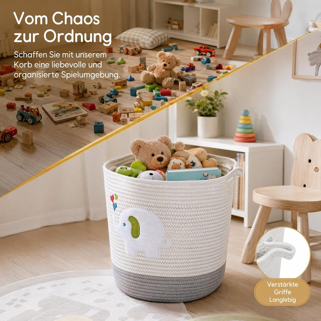 Aufbewahrungskorb Kinderzimmer Wickeltisch Organizer für Babys Kinder Spielzeug Korb, Elefanten-Deko