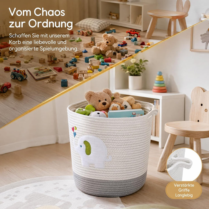 Aufbewahrungskorb Kinderzimmer Wickeltisch Organizer für Babys Kinder Spielzeug Korb, Elefanten-Deko