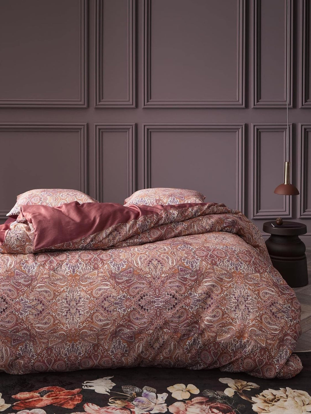 ESSENZA Bettwäsche Boheme Paisley Baumwollsatin Rhabarber, 155x220 + 1 x 80x80 cm, 401609-100DE-002,