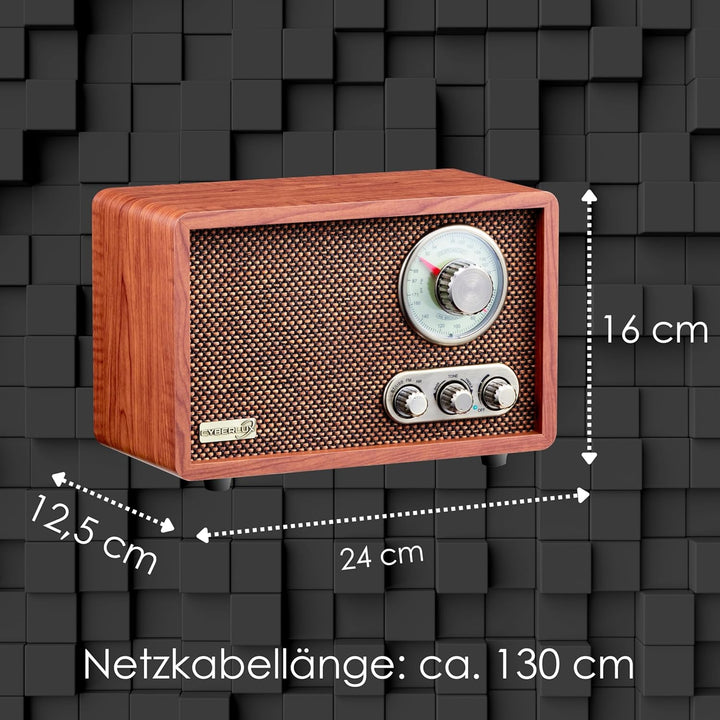 Nostalgie Kompaktanlage | Radio Holz mit Bluetooth | USB | SD Karten Slot | FM/AM | Musikanlage Retr