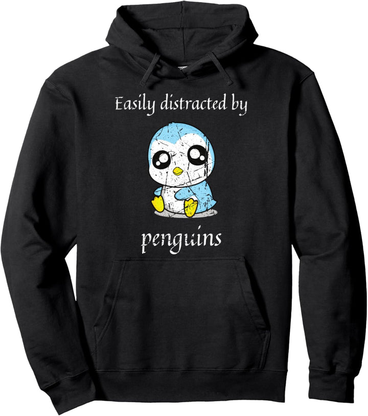 Lustiger Pinguin, der leicht von Pinguinen abgelenkt wird Pullover Hoodie