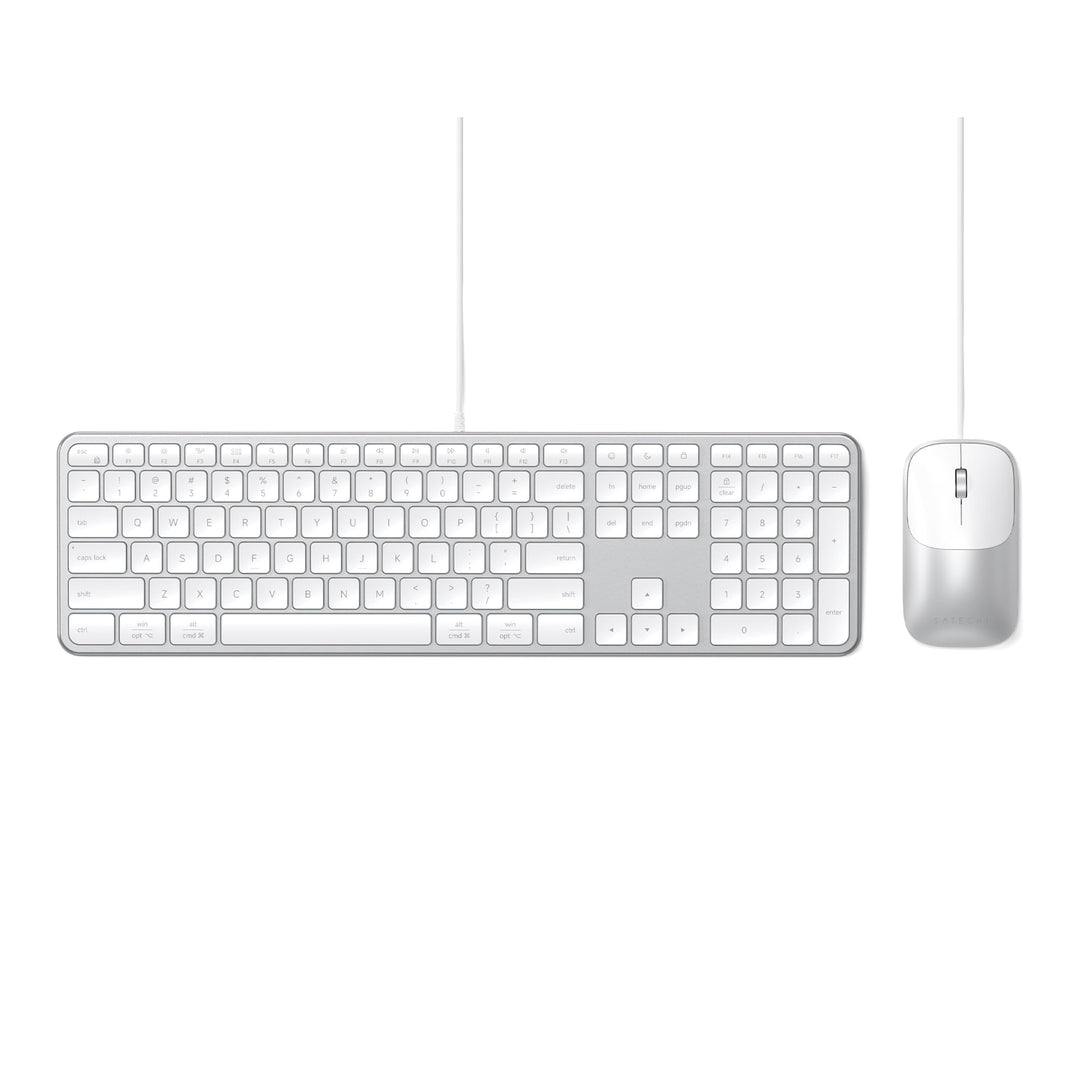 SATECHI Kabelgebundenes Tastatur- und Maus-Set Slim CLX3, 𝗨𝗦-𝗘𝗡𝗚𝗟𝗜𝗦𝗖𝗛 𝗤𝗪𝗘𝗥𝗧𝗬 Layout, USB-C Plug-and-