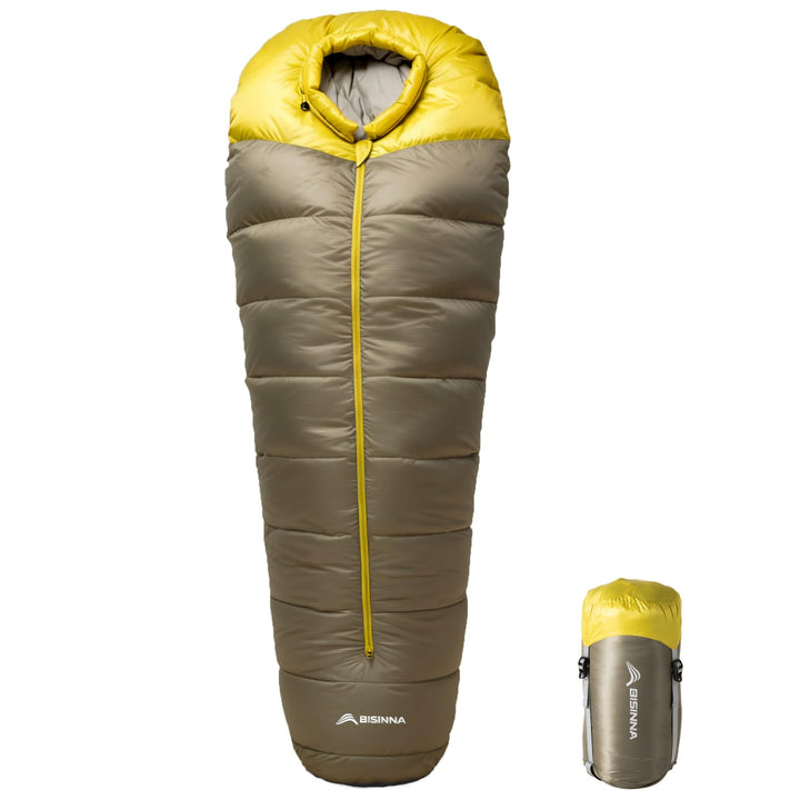 BISINNA Ultraleichter Daunenschlafsack in Mumienform | bis 0°C wintertauglich, 600-1000g Leichtgewic