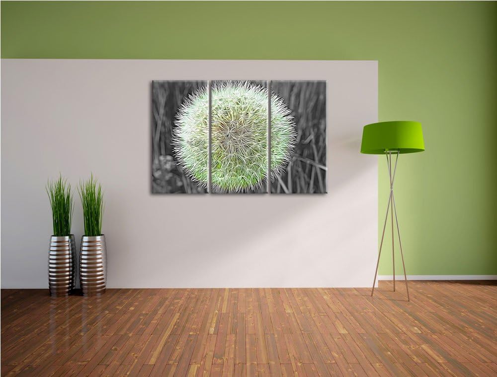 klassische zarte Pusteblume schwarz/weiss Deluxe 3-Teiler Leinwandbild 120x80 Bild auf Leinwand, XXL