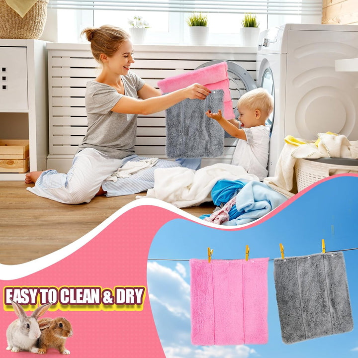 ONEJU Snuggle Bunny Bed, 43.5cm x 38cm Kaninchenbett mit Kissen, wendbare Kleintiermatte mit Zwei au